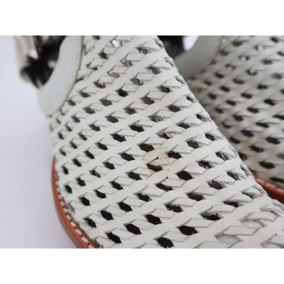 Jeffrey Campbell Womens Everly Boot Size 6.5 Ivory leather Block Heel Buckles - Picture 4 of 12